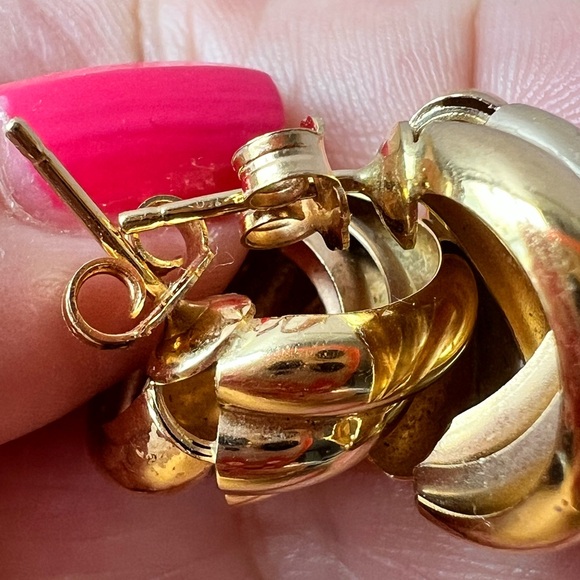 VINTAGE 18K YELLOW GOLD LARGE LOVE KNOT EARRINGS MADE IN ITALY STATEMENT SHOWY - Picture 14 of 16